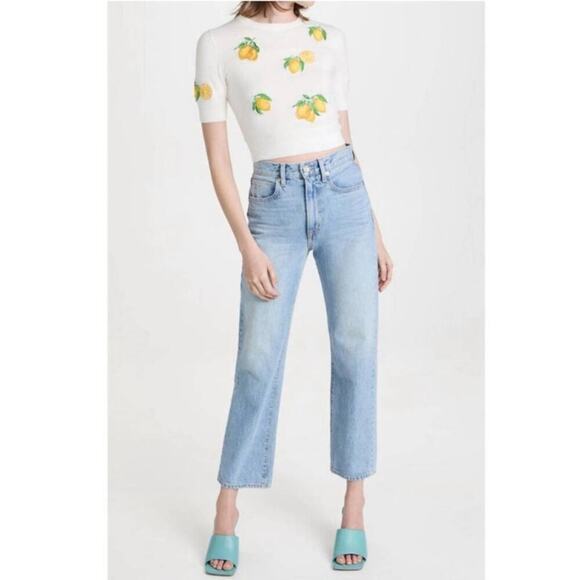 Alice + Olivia Ciara Lemon Cropped Sweater Size XS - Picture 1 of 7